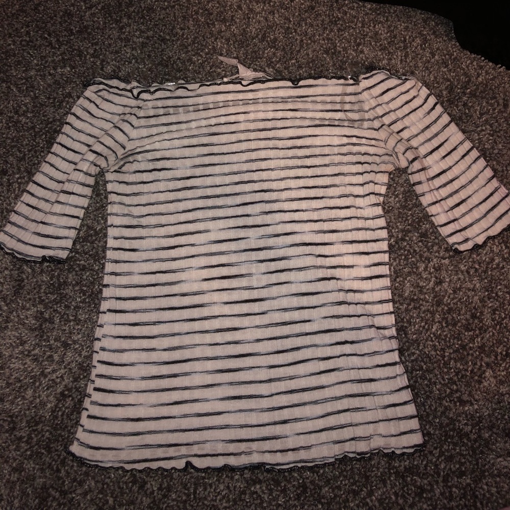 Off The Shoulder Striped Crop Tee